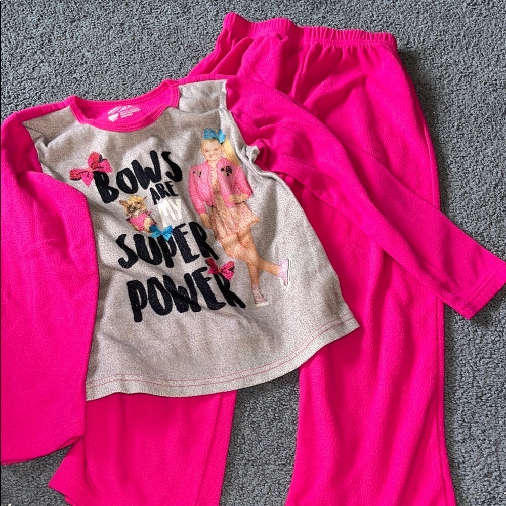 Nickelodeon Pink and Gray jojo siwa Pajama Set with Super Powers Print